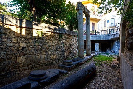 Remains of the peristyle in the courtyard of the Church of Saint Catherine on August 13, 2020