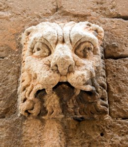 Relief head lion, Catedral, Almeria, Spain photo