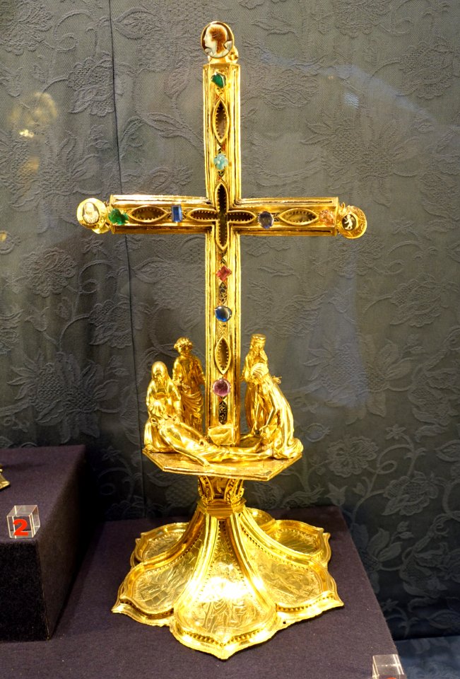 Reliquary cross with enamels and Pieta group, 14th and 15th centuries AD - Cathedral of Seville - Sevilla, Spain - DSC07645