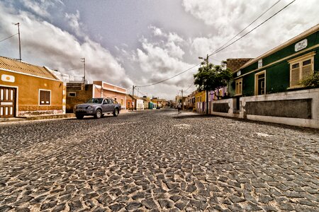 Town centre island cobblestones photo