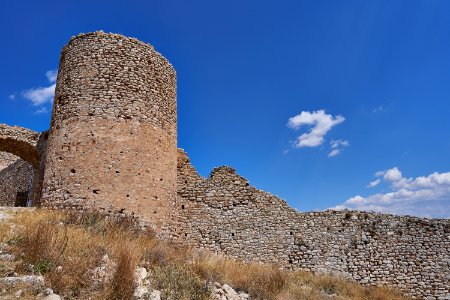 Remains of a round tower in the Castle of the Larissa of Argos on September 5, 2020