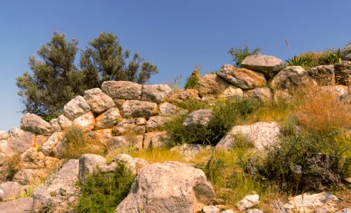 Remains Acropolis wall Eretria Euboea Greece photo