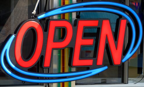 Business open sign photo
