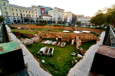 Remains of the Acharnean Street and the ancient cemetery in Kotzia Square on 28 February 2019