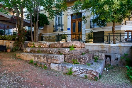 Remains of a choragic monument in Lysicratus Square in Plaka on July 9, 2020