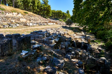 Remains of the altar at the Sanctuary of Ampiaraos in Oropos on July 24, 2020