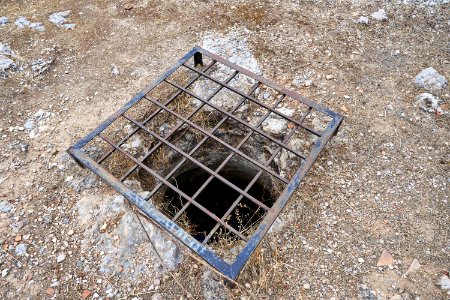 Remains of a rock-cut cistern on the Pnyx on September 19, 2020
