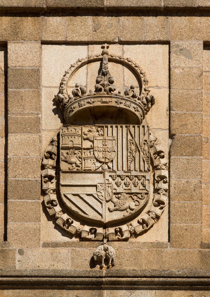 Relief CoA Philip II Spain Facade monastery San Lorenzo de El Escorial Spain