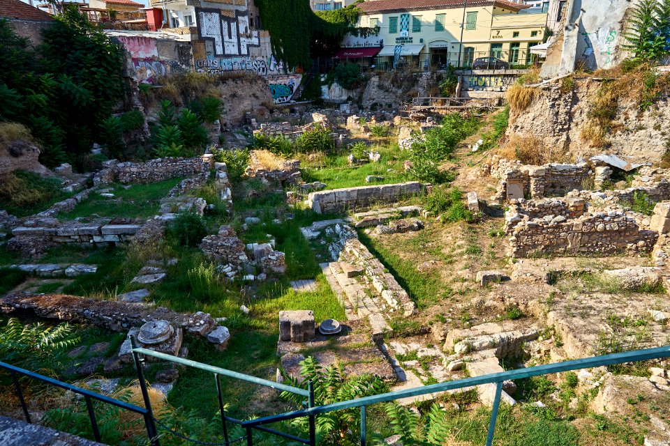 Remains of the North Side of the Ancient Agora of Athens on Adrianou Street, 13 August 2020