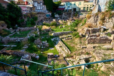 Remains of the North Side of the Ancient Agora of Athens on Adrianou Street, 13 August 2020