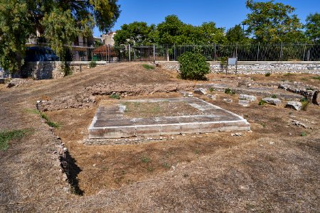 Remains of a Roman burial monument (Monument B) in the Ancient Agora of Argos on September 5, 2020