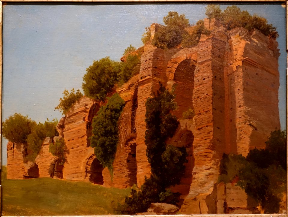 Remains of the Claudian Aqueduct (Aqua Claudia) by Arnold Ludwig August Overbeck, German, c. 1855-1857, oil on artist board - Middlebury College Museum of Art - Middlebury, VT - DSC07958