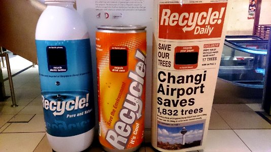 Recycling bins at changi airport