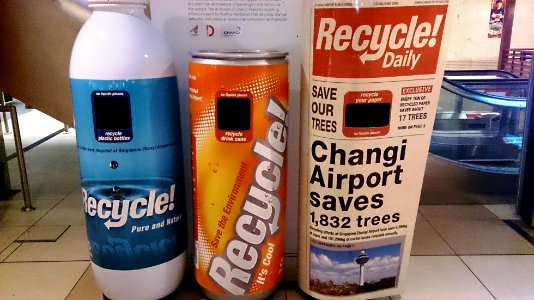 Recycling bins at changi airport photo