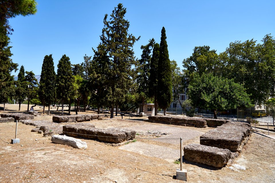 Remains of the Later Temple of Dionysus Elefthereus on July 30, 2020
