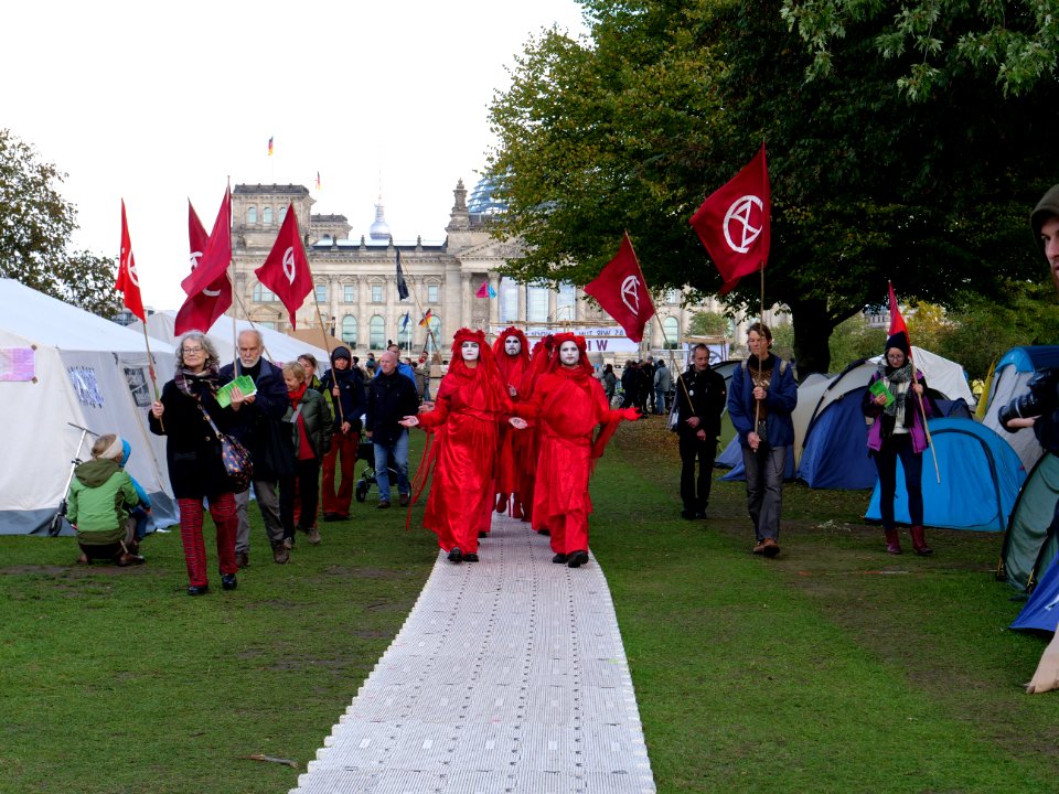 Red Rebel Brigade at Extinction Rebellion camp Berlin 01