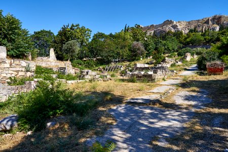 Remains of the Eleusinion and the Late Roman Wall in Athens on July 23, 2020