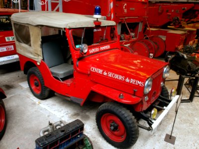 Red Willys firefighting jeep
