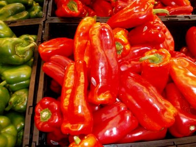 Red bell pepper pile photo