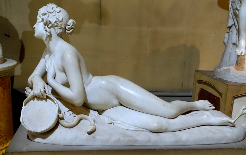 Recumbent Bacchante by Lorenzo Bartolini, c. 1834, marble - Sculpture Gallery, Chatsworth House - Derbyshire, England - DSC03514