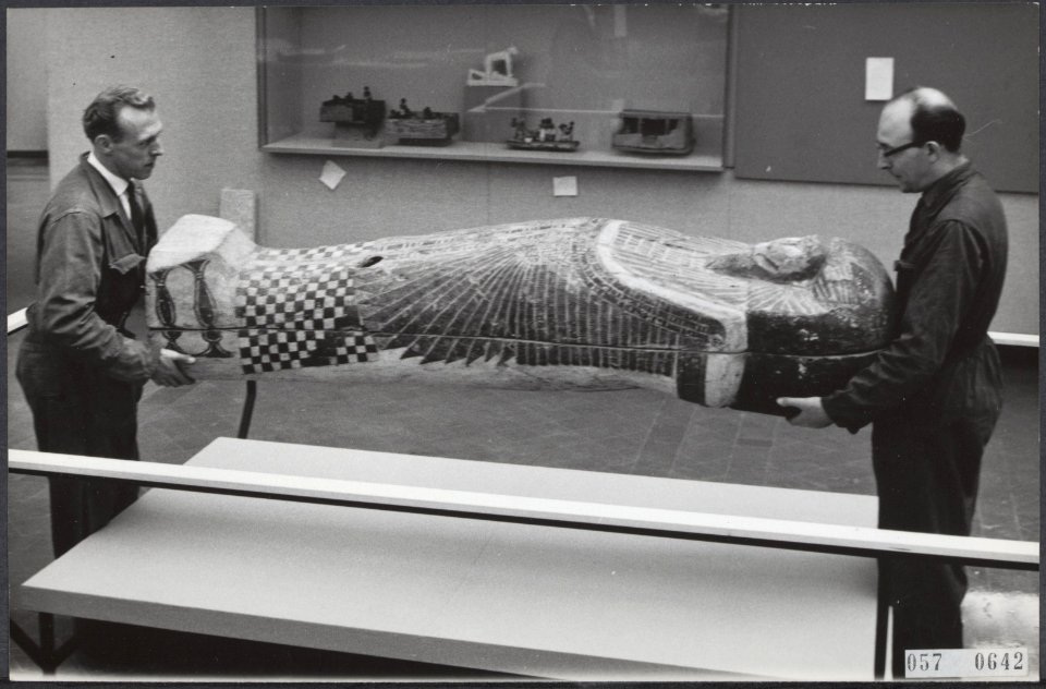 Reeks 057-0642 tm 057-0644. mummie doodskist uit Egypte uti de tijd van exodus , Bestanddeelnr 057-0642