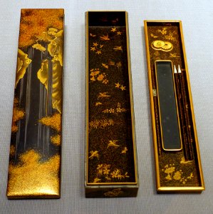 Rectangular writing box with Nunobiki waterfall design, by Ogawa Shomin, Meiji era, 1800s AD, maki-e lacquer - Tokyo National Museum - Ueno Park, Tokyo, Japan - DSC09302