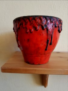 Red lava planter