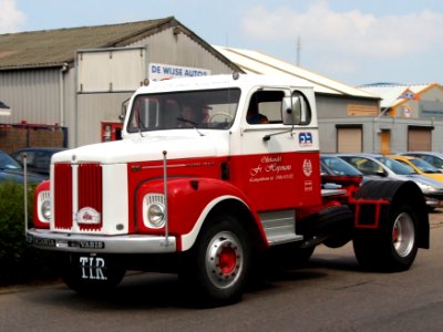 Red and white Scania Vabis 56