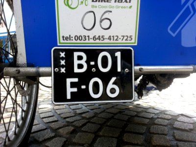 Registratieplaat Fietstaxi Amsterdam detail
