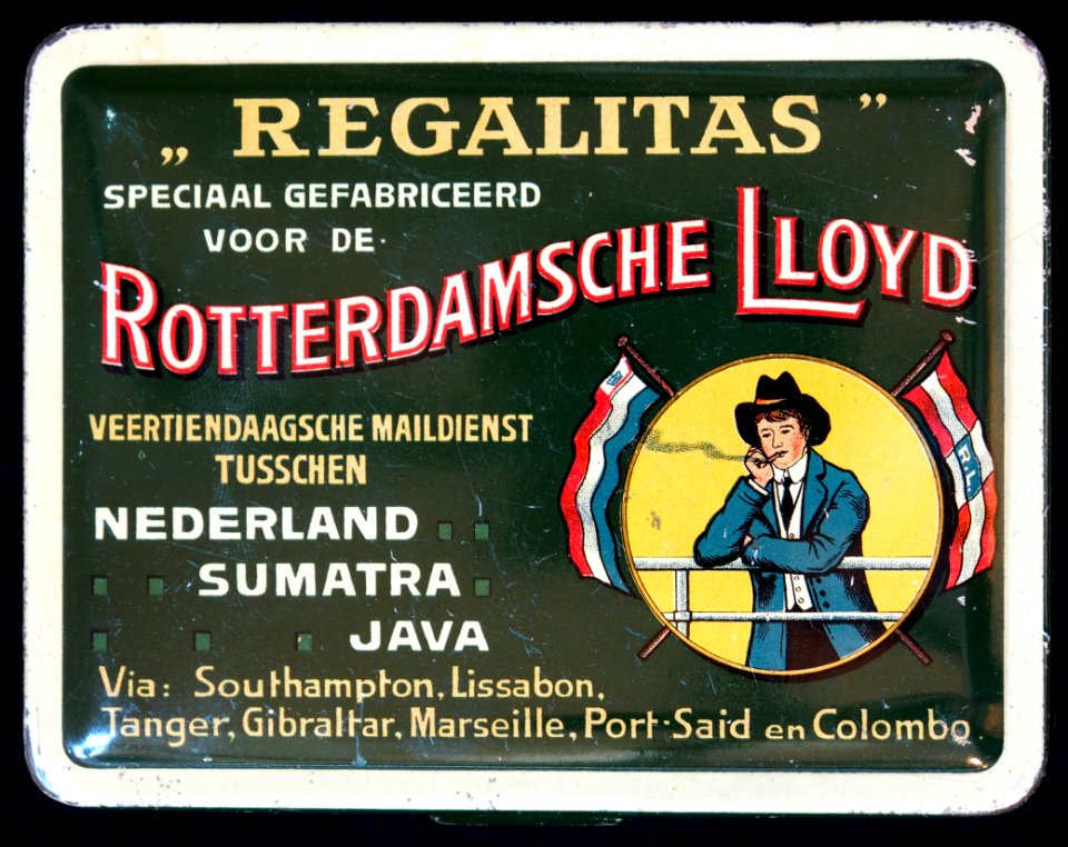 Regalitas speciaal gefabriceerd voor de Rotterdamsche Lloyd sigarenblikje