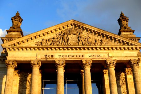 Reichstag (building) architecture from west - Berlin, Germany - DSC09658