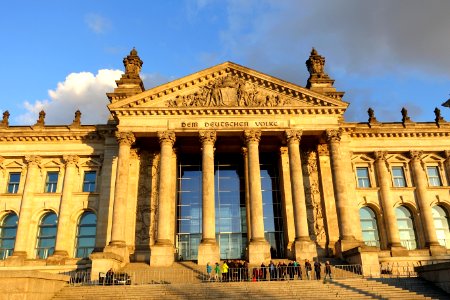 Reichstag (building) architecture from west - Berlin, Germany - DSC09656
