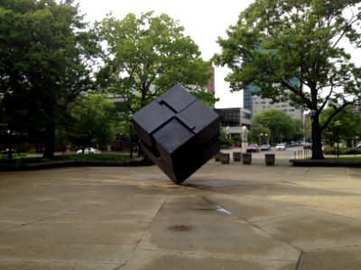 Regents Plaza cube sculpture UM-Ann Arbor photo