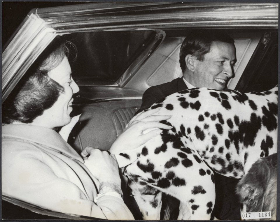 Reeks 017-1164 tm 017-1165 Beatrix en hond halen Claus af van Schiphol, Bestanddeelnr 017-1164