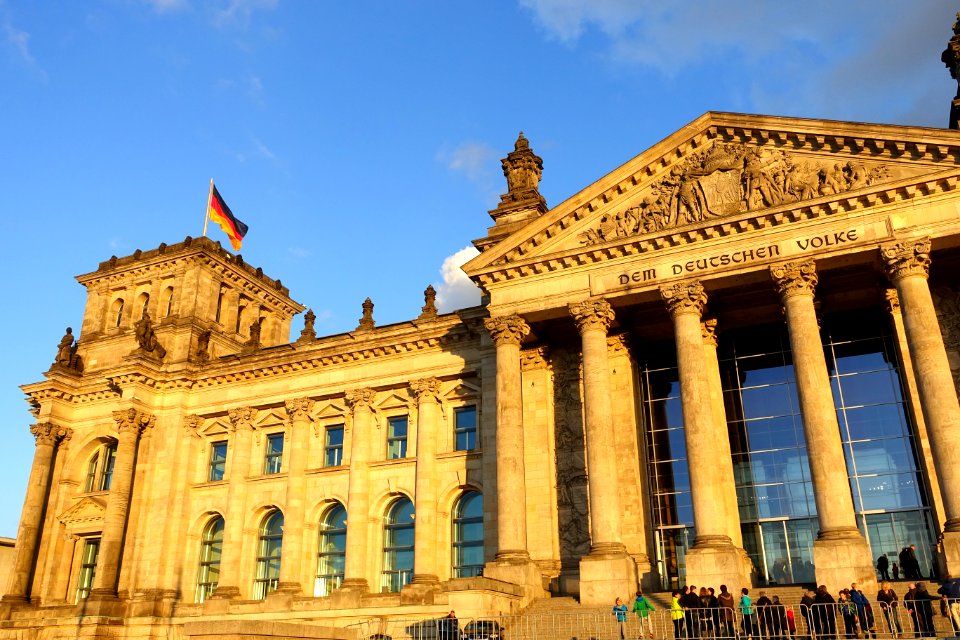 Reichstag (building) architecture from west - Berlin, Germany - DSC09660