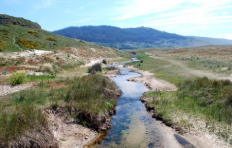 Rego da Lagoa de Doniños na chegada á praia de Doniños Ferrol A Coruña
