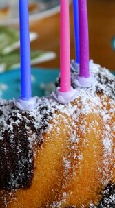 Icing sugar birthday cake photo