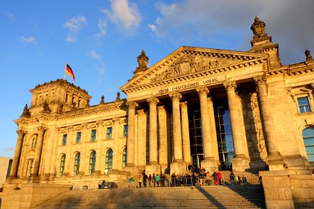 Reichstag (building) architecture from west - Berlin, Germany - DSC09665