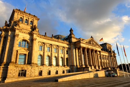 Reichstag (building) architecture from west - Berlin, Germany - DSC09653