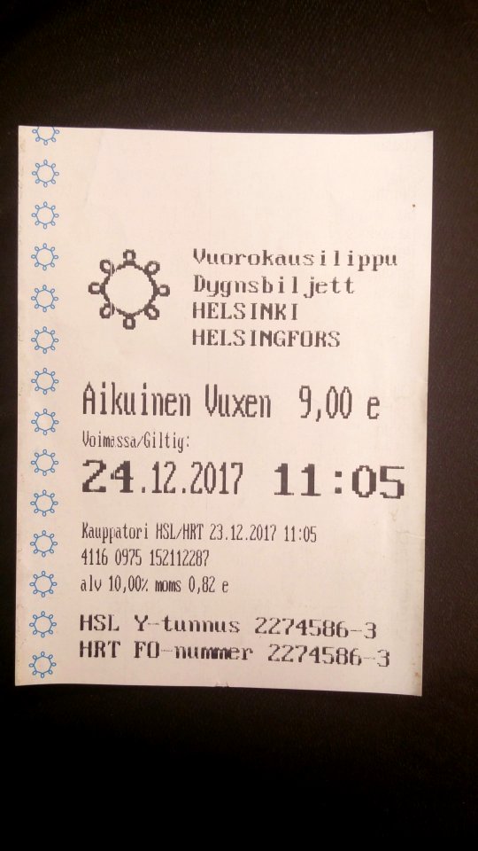 Public transport ticket in Helsinki
