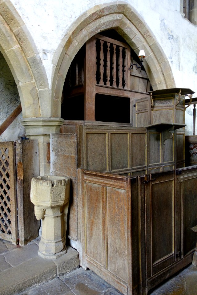 Pulpit - Chapel of St Nicholas, Haddon Hall - Bakewell, Derbyshire, England - DSC02493
