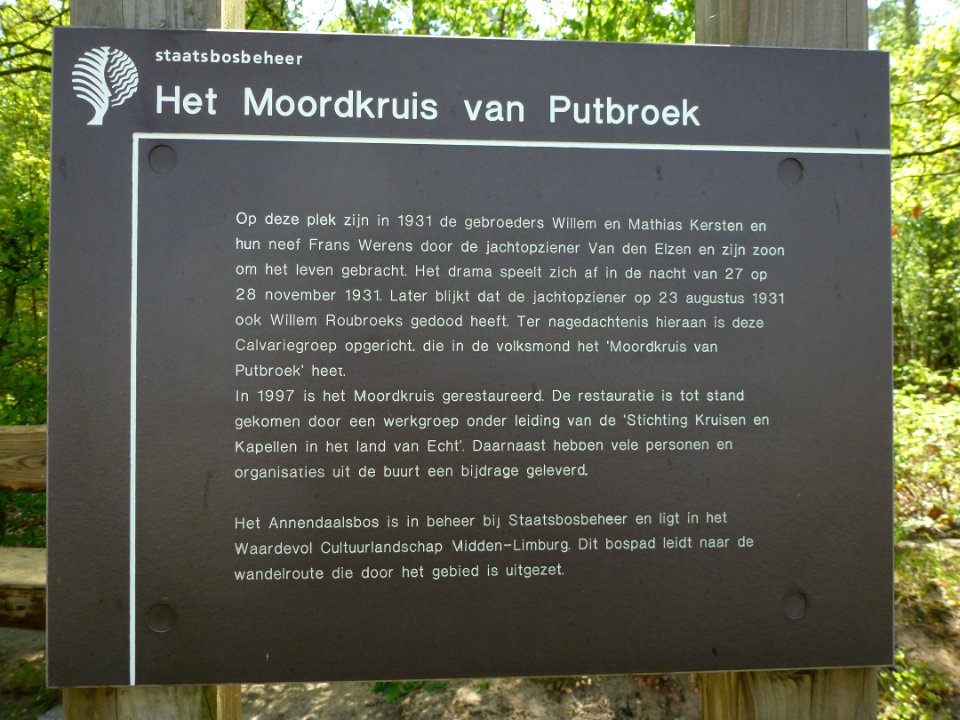 Putbroek (Echt-Susteren) moordkruis, plaquette