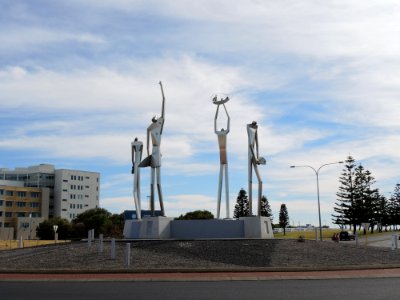 Public art at Blair-Koombana-Casuarina-Clifton roundabout, Bunbury (from south-wes)