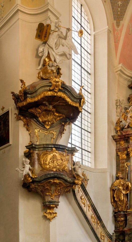 Pulpit, Saint Peter and Paul church, Oberammergau, Bavaria, Germany