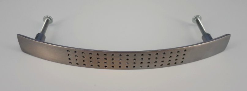 Punctured rectangled gray metallic kitchen cabinet handle - A