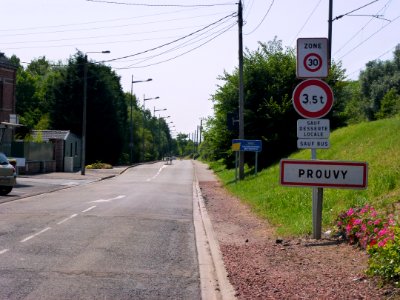Prouvy (Nord, Fr) city limit sign