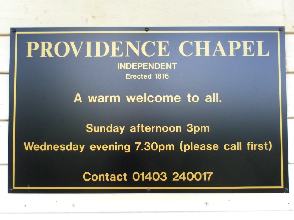 Providence Chapel, Chapel Road, Charlwood (Nameboard)