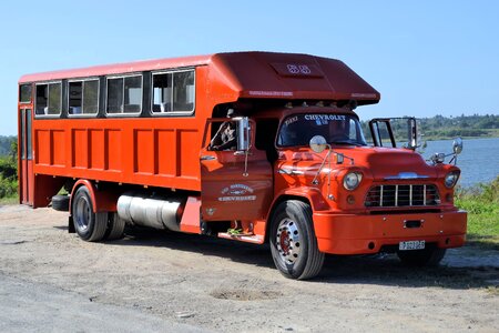 Truck passenger transport red photo