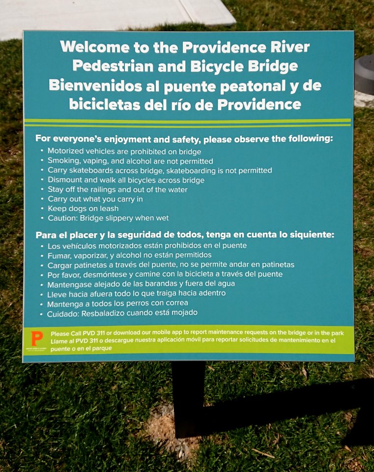 Providence Pedestrian Bridge - sign