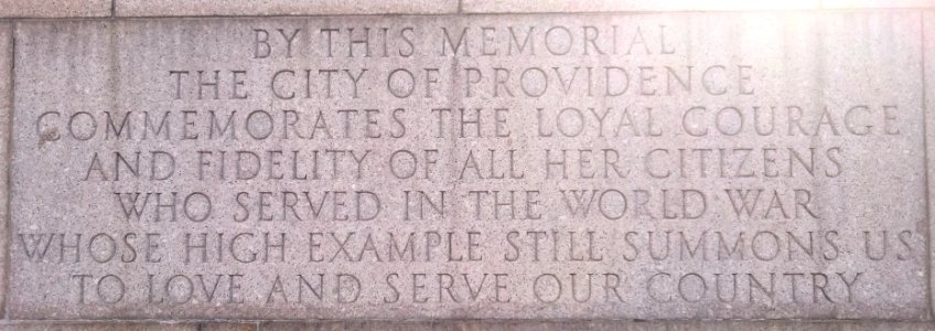 Providence, Rhode Island World War I monument - west inscription